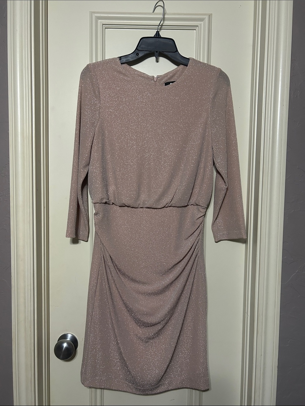 NWOT? DKNY Pink Metallic Shimmer Ruched Dress Size 4